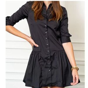 THE SHIRT by Rochelle Behrens Drop Waist Shirt Dress Black Size Small